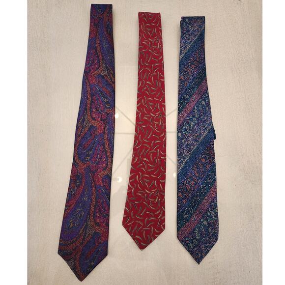 Men's Designer Neck Tie Bundle of 3 Fendi Valentino 100% Silk - Picture 2 of 6